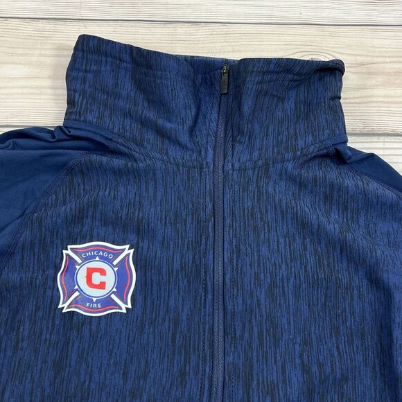 Adidas Climalite Chicago Fire MLS Womens Medium Blue Pullover 1/4 Zip Jacket - Picture 4 of 14